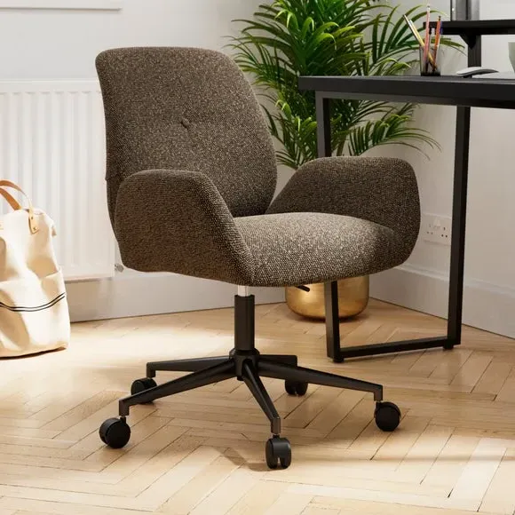 Swivel Office Chair Height Adjustable - Brown, Boucle image