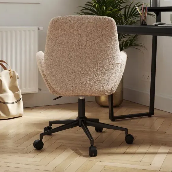 Swivel Office Chair Height Adjustable - Cream, Boucle