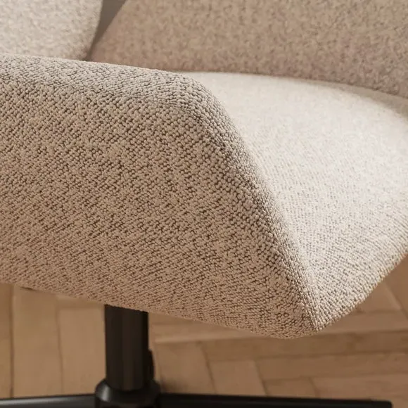 Swivel Office Chair Height Adjustable - Cream, Boucle