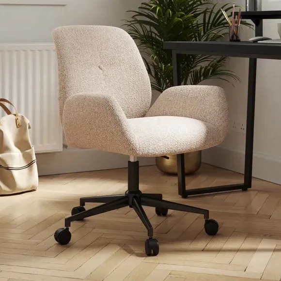 Swivel Office Chair Height Adjustable - Cream, Boucle