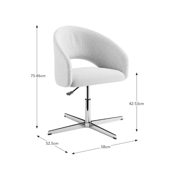 Swivel Office Chair with Height Adjust - Ivory