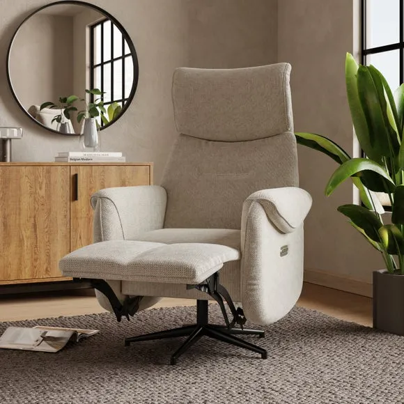 Swivel Recliner Chair Electric - Natural, Fabric