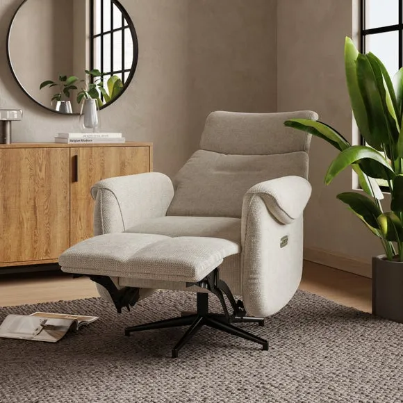 Swivel Recliner Chair Electric - Natural, Fabric