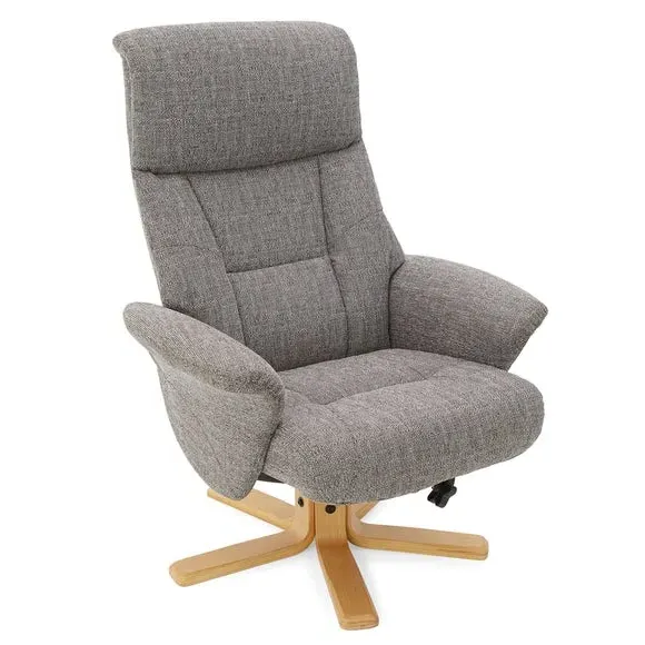Swivel Recliner Chair with Footstool - Grey
