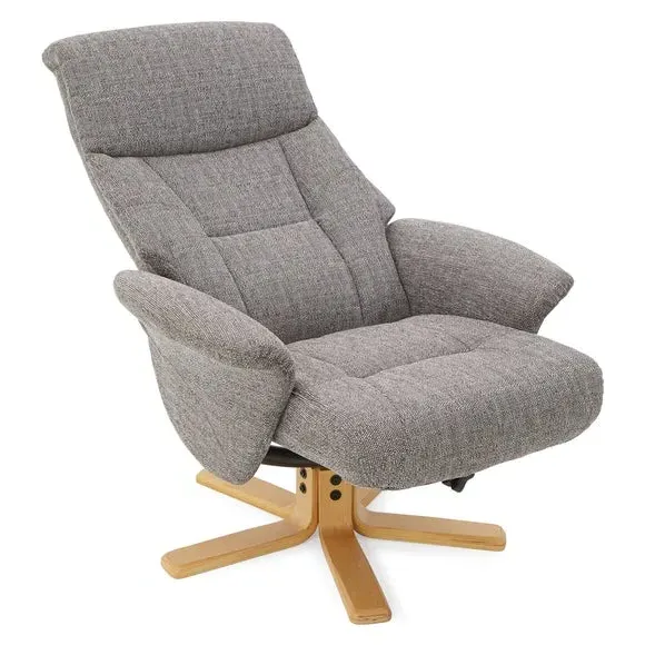Swivel Recliner Chair with Footstool - Grey