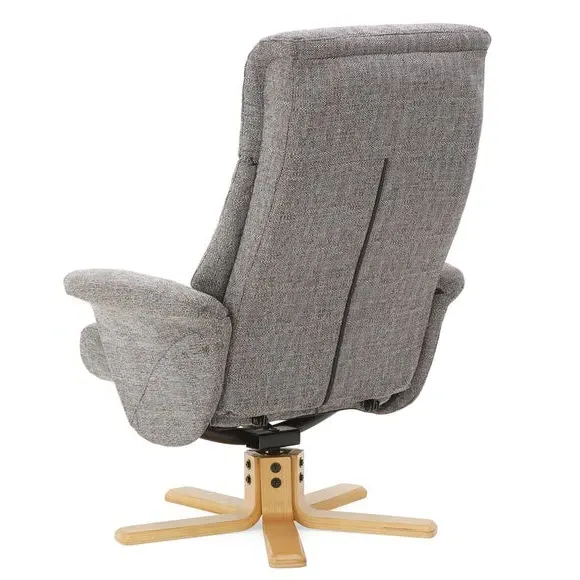 Swivel Recliner Chair with Footstool - Grey