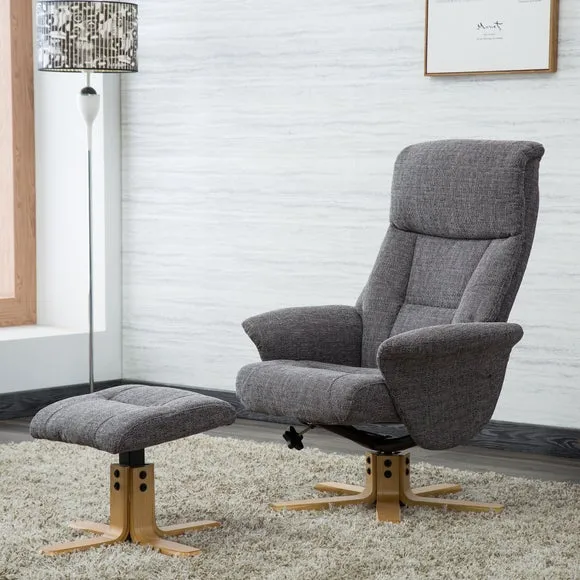 Swivel Recliner Chair with Footstool - Grey image