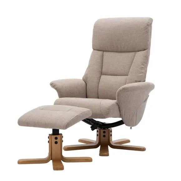 Swivel Recliner Chair with Footstool - Natural