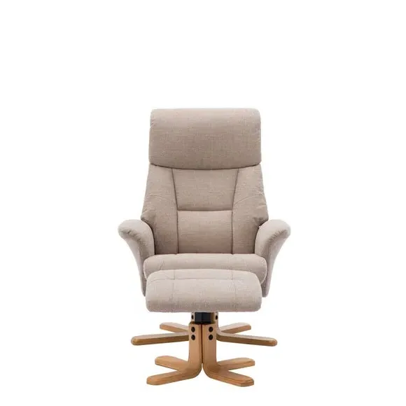 Swivel Recliner Chair with Footstool - Natural