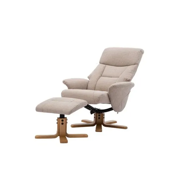 Swivel Recliner Chair with Footstool - Natural