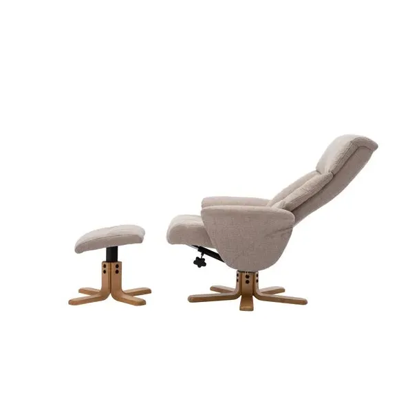 Swivel Recliner Chair with Footstool - Natural