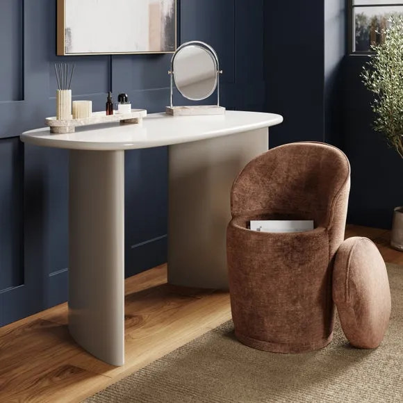 Swivel Storage Footstool - Chestnut, Chenille