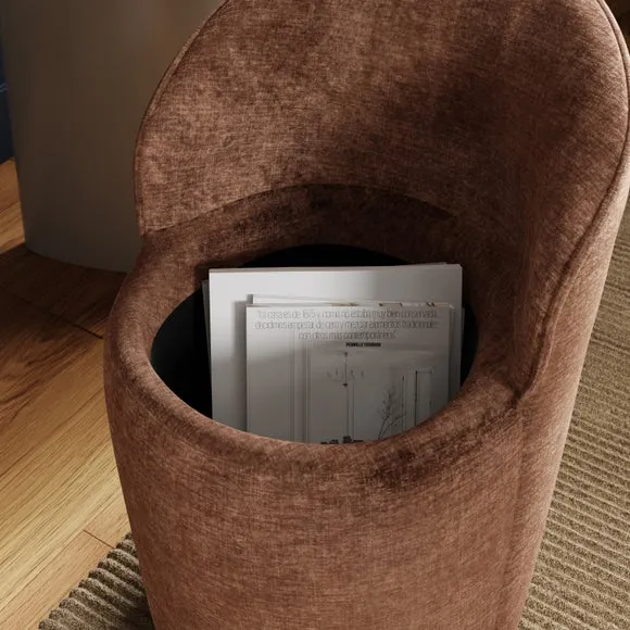 Swivel Storage Footstool - Chestnut, Chenille