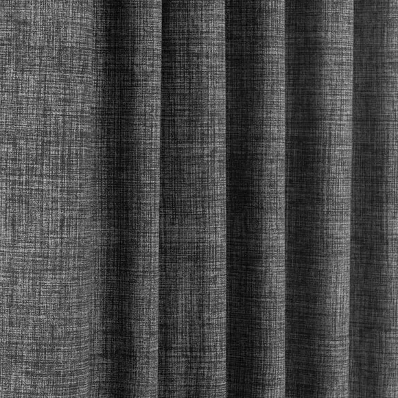 Tab Top Curtains with Print - Charcoal