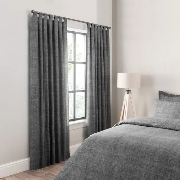 Tab Top Curtains with Print - Charcoal image