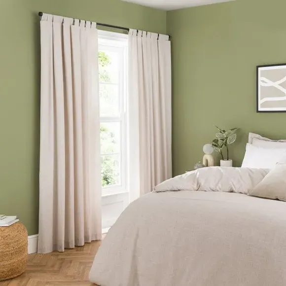 Tab Top Curtains with Print - Natural