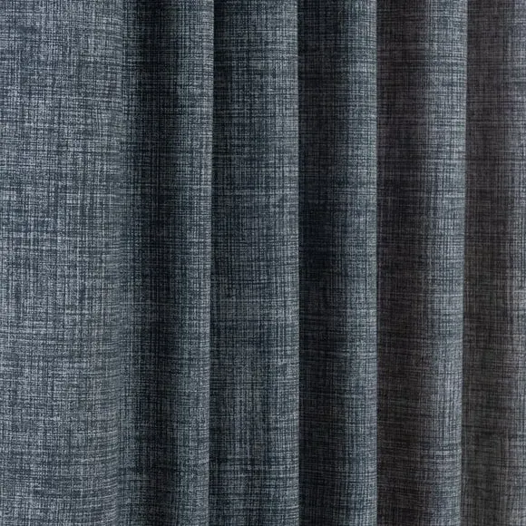 Tab Top Curtains with Print - Pacific Blue