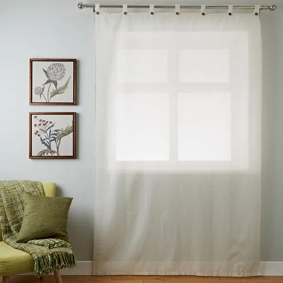 Tab Top Voile Panel - Natural, Linen Blend