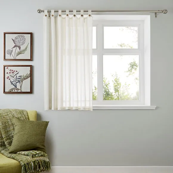 Tab Top Voile Panel - Natural, Linen Blend