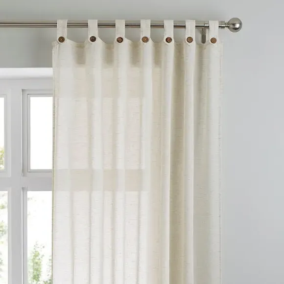 Tab Top Voile Panel - Natural, Linen Blend