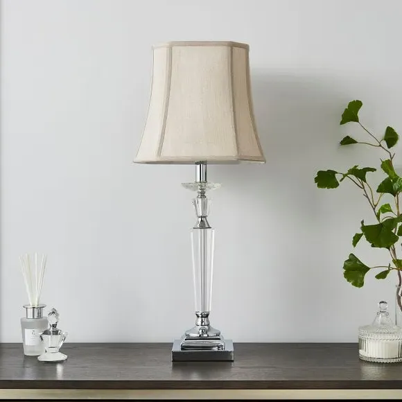 Table Lamp with Crystal Base - Silver, Glass