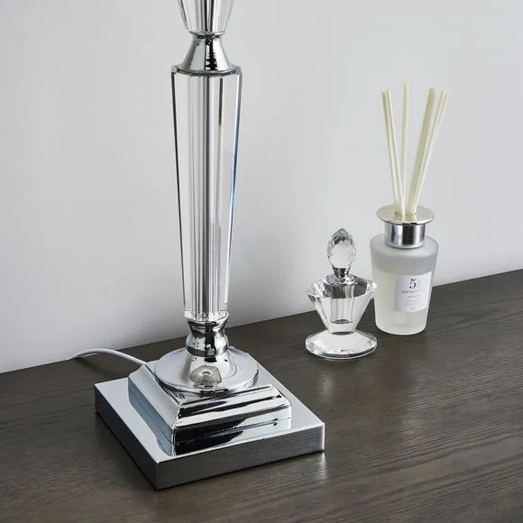 Table Lamp with Crystal Base - Silver, Glass