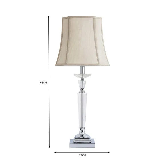 Table Lamp with Crystal Base - Silver, Glass