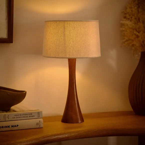 Table Lamp with Curved Base - Dark Wood, Mango