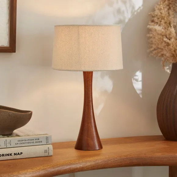 Table Lamp with Curved Base - Dark Wood, Mango image