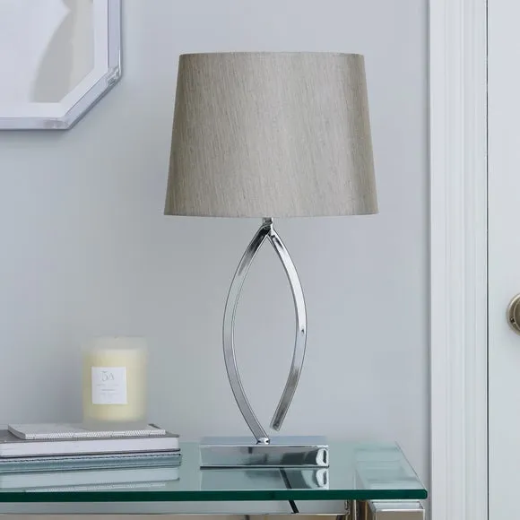 Table Lamp with Curved Stem - Silver, Metal