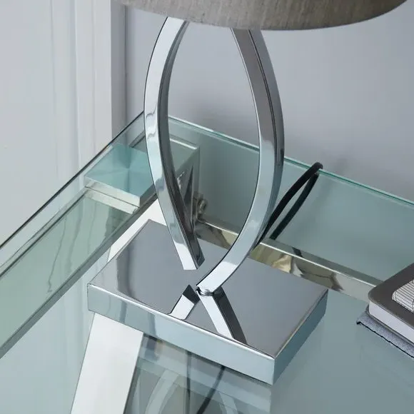 Table Lamp with Curved Stem - Silver, Metal