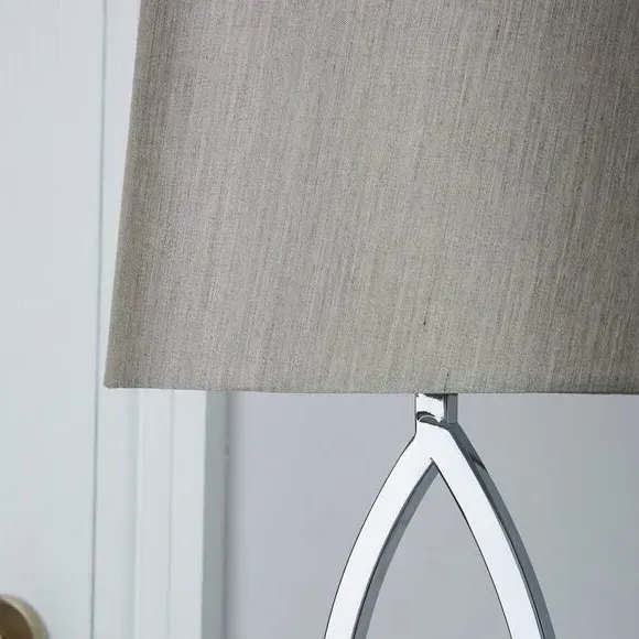 Table Lamp with Curved Stem - Silver, Metal