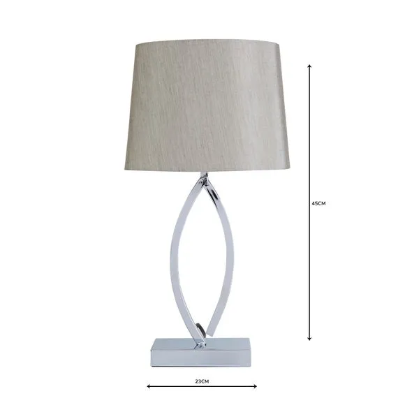 Table Lamp with Curved Stem - Silver, Metal