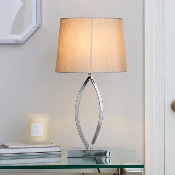 Table Lamp with Curved Stem - Silver, Metal image