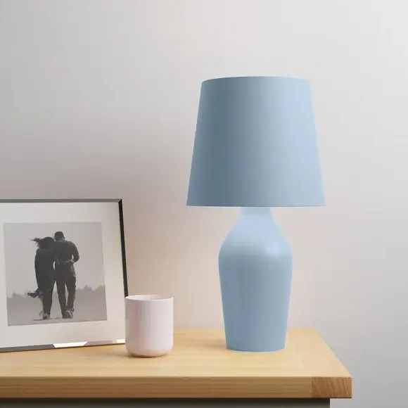 Table Lamp with Fabric Shade - Blue, Ceramic image