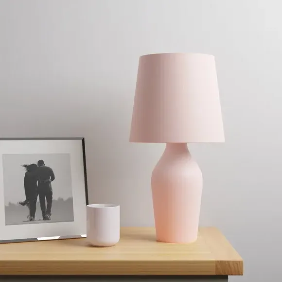 Table Lamp with Fabric Shade - Blush, Ceramic