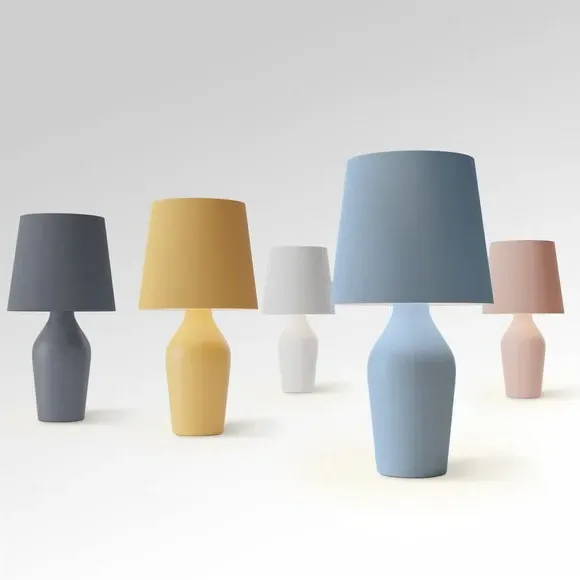 Table Lamp with Fabric Shade - Blush, Ceramic
