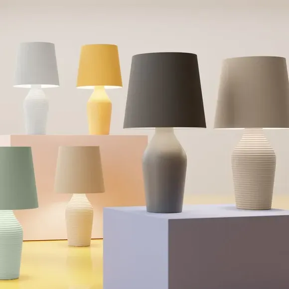 Table Lamp with Fabric Shade - Blush, Ceramic
