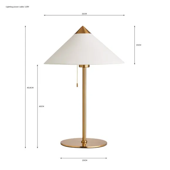 Table Lamp with Fabric Shade - Brass, Metal
