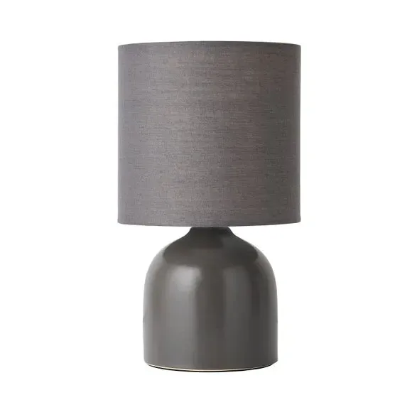 Table Lamp with Fabric Shade - Grey, Ceramic
