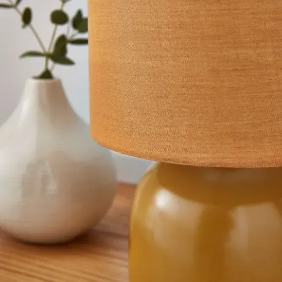 Table Lamp with Fabric Shade - Honey, Ceramic