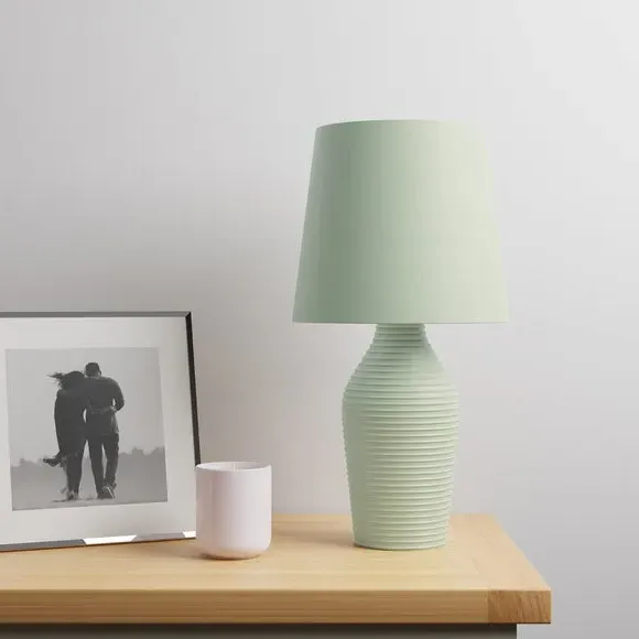 Table Lamp with Fabric Shade - Sage, Stoneware
