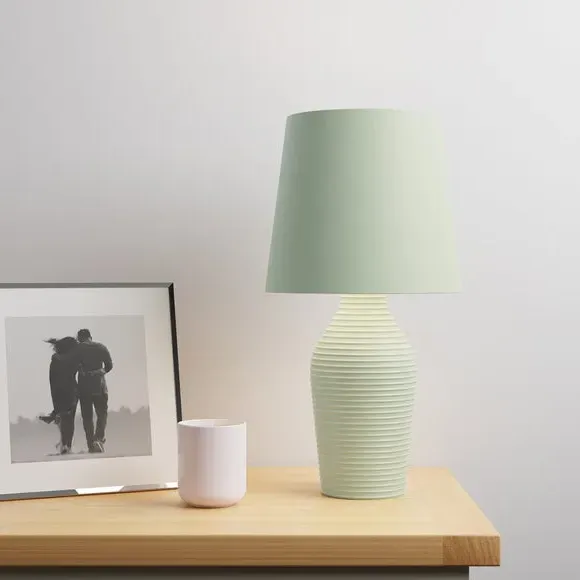 Table Lamp with Fabric Shade - Sage, Stoneware