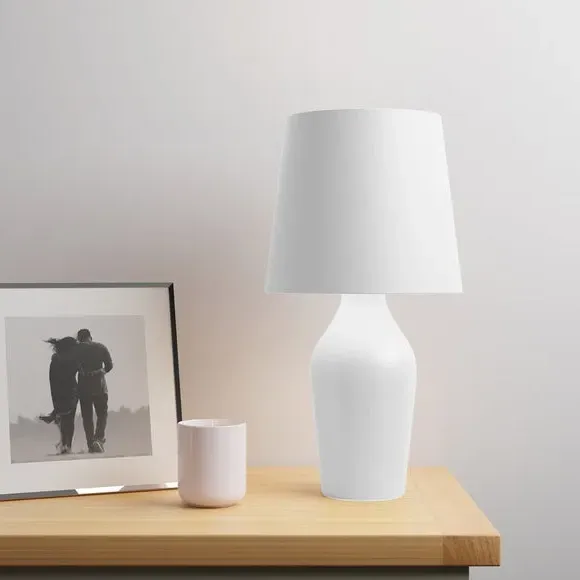 Table Lamp with Fabric Shade - White, Ceramic