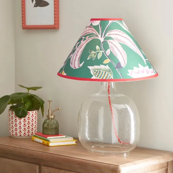 Table Lamp with Floral Shade - Red, Glass