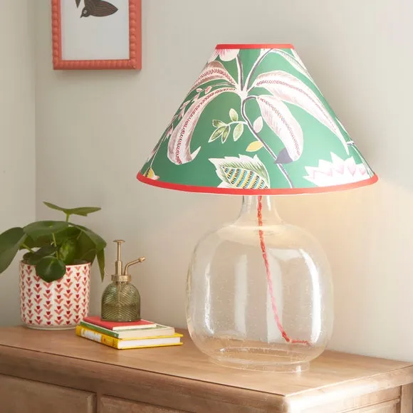 Table Lamp with Floral Shade - Red, Glass image