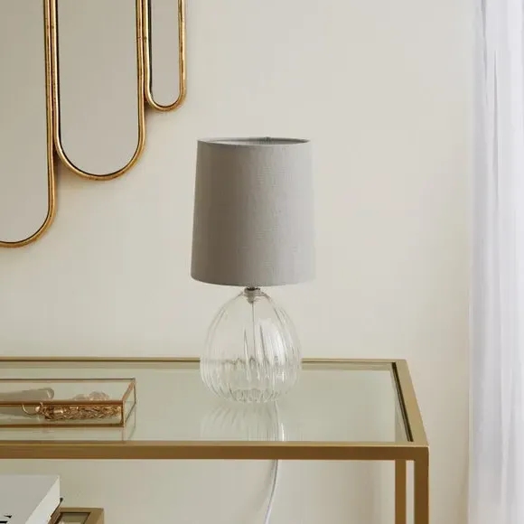 Table Lamp with In-Line Switch - Dove, Glass