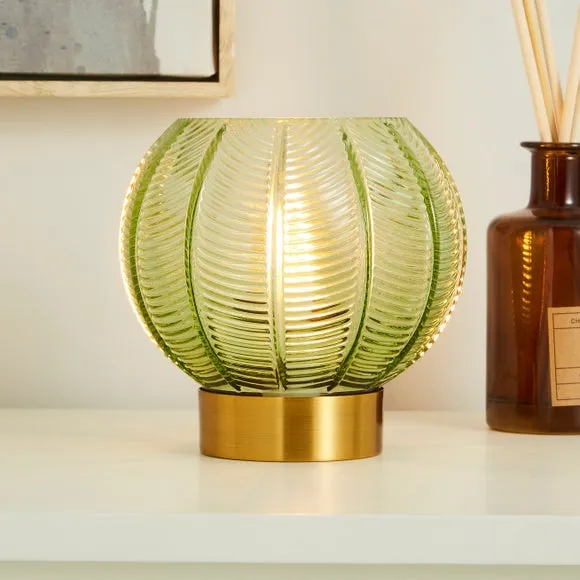 Table Lamp with In-line Switch - Green, Glass