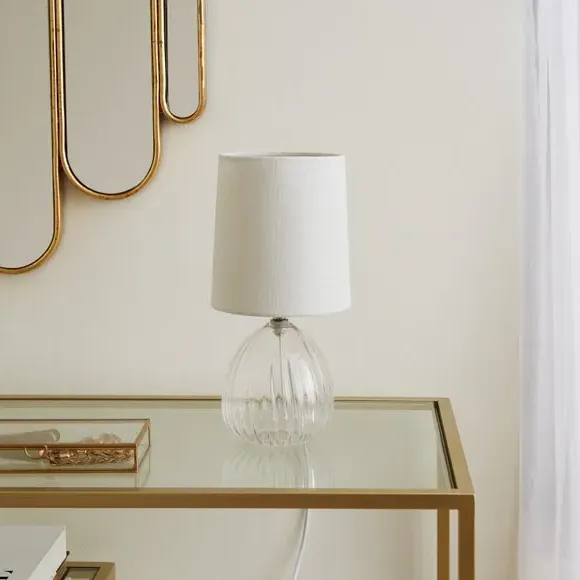 Table Lamp with In-Line Switch - Ivory, Glass