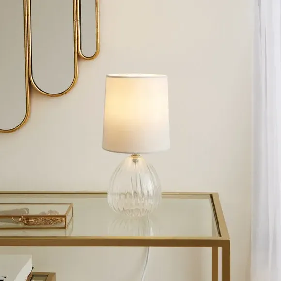 Table Lamp with In-Line Switch - Ivory, Glass